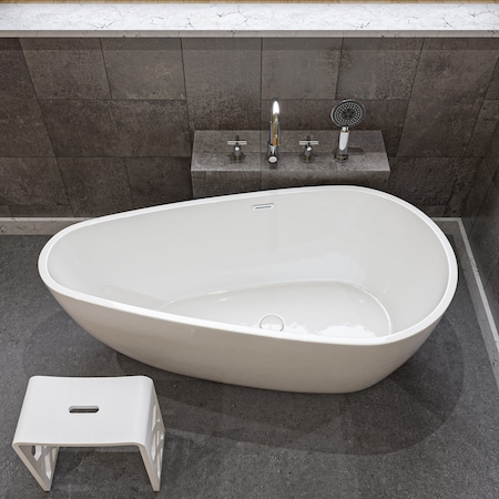 Alfi Brand ALFI brand AB8861 59" White Oval Acrylic Free Standing Soaking Bathtub AB8861